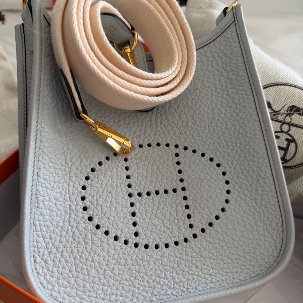 Hermès
Bleu Pale Clemence Mini Evelyne II TPM 16 Gold Hardware - Picture 2 of 7